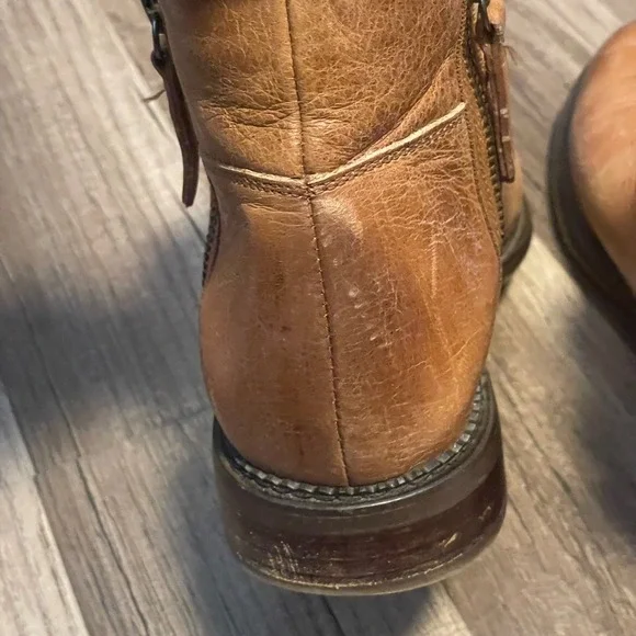 Franco Sarto Halford Leather Ankle Boots Brown Side Zip Women's Size 7.5M - Picture 10 of 16